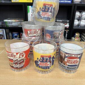 Lot Of 8 Pepsi Cola Plastic Cups from Arby's Never Used Blue / Red / Yellow